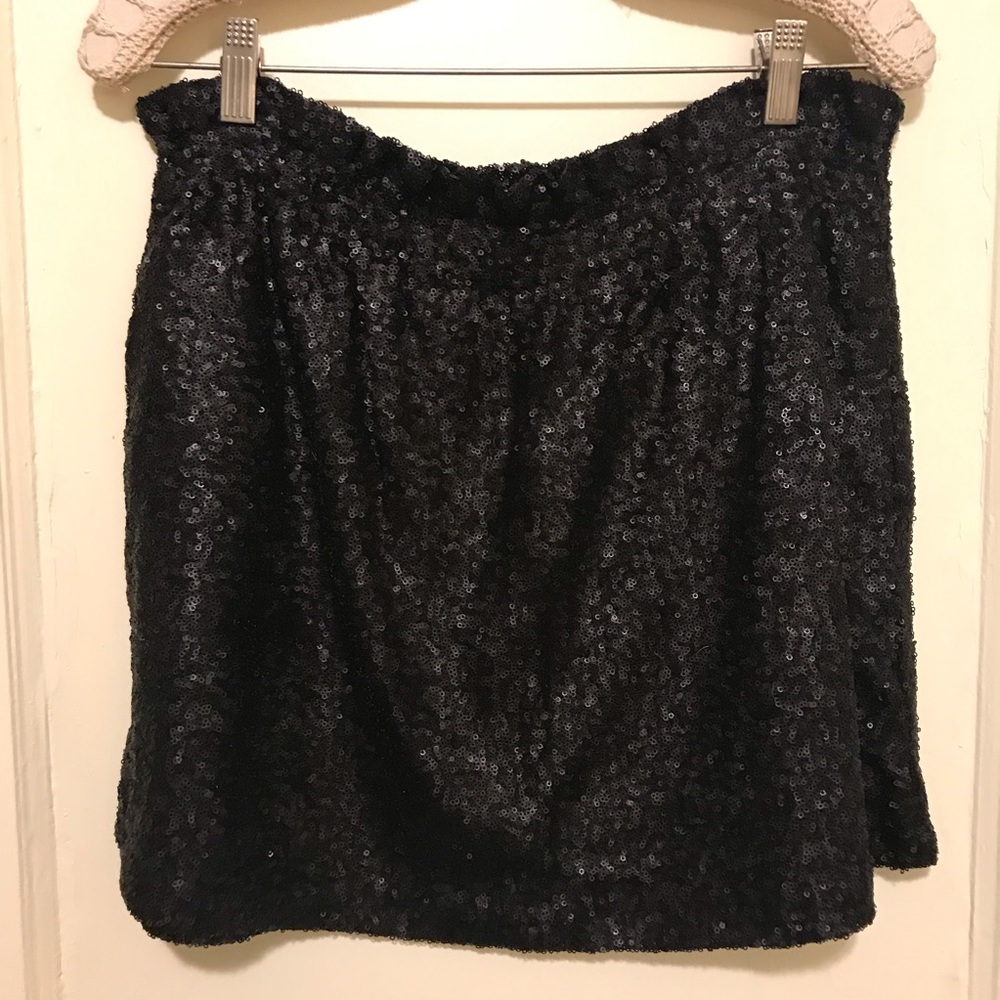 High Waisted Matt Sequin Mini Skirt